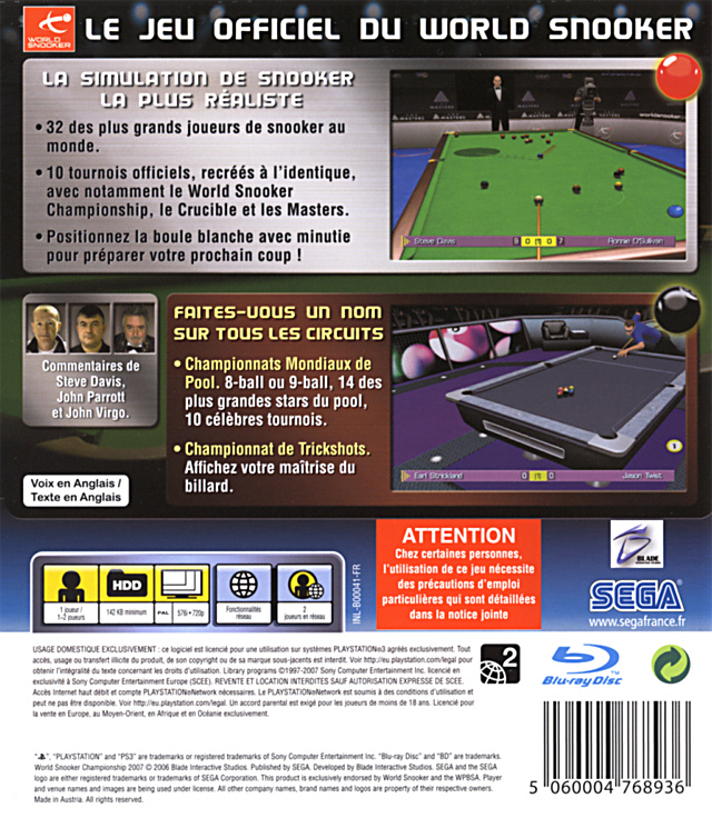 World Snooker Championship 2007 — box-2D-back (FR)