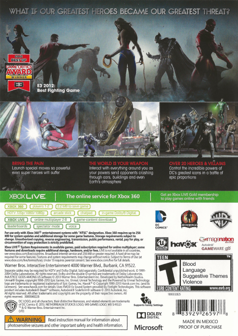 Injustice - Les Dieux Sont Parmi Nous — box-2D-back (US)