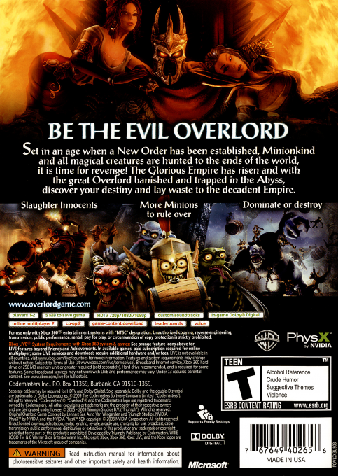 Overlord II — box-2D-back (US)