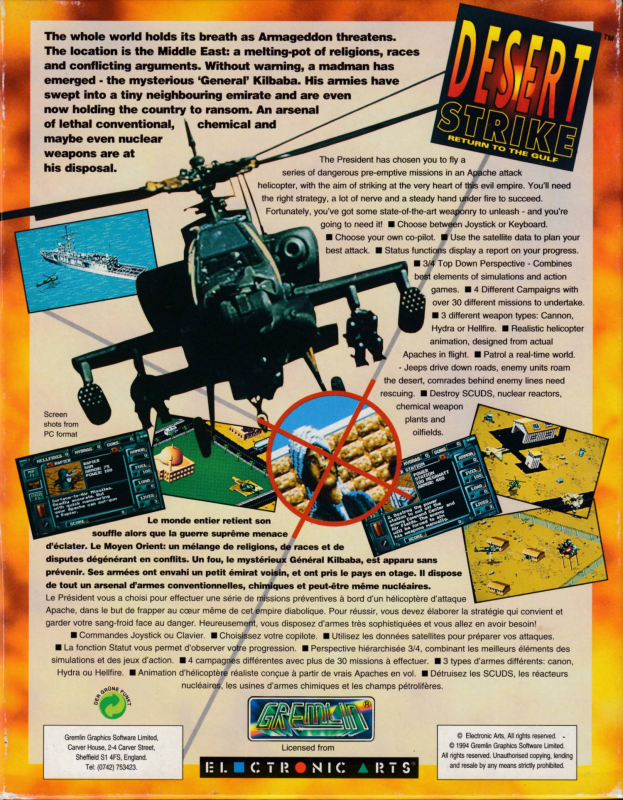 Desert Strike - Return To The Gulf — box-2D-back (FR)