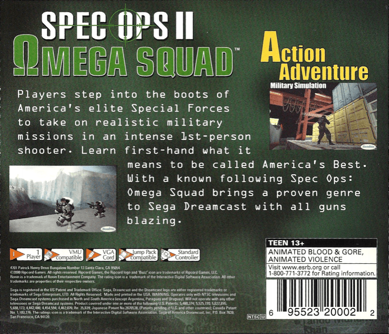 Spec Ops II - Omega Squad — box-2D-back (US)