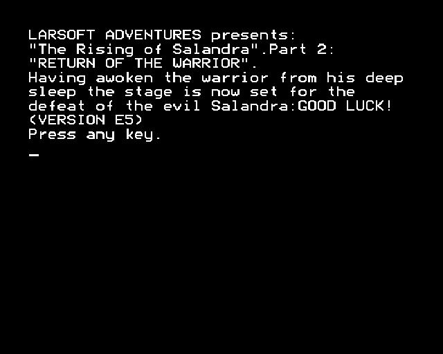 Return Of The Warrior, The — ss (WOR)