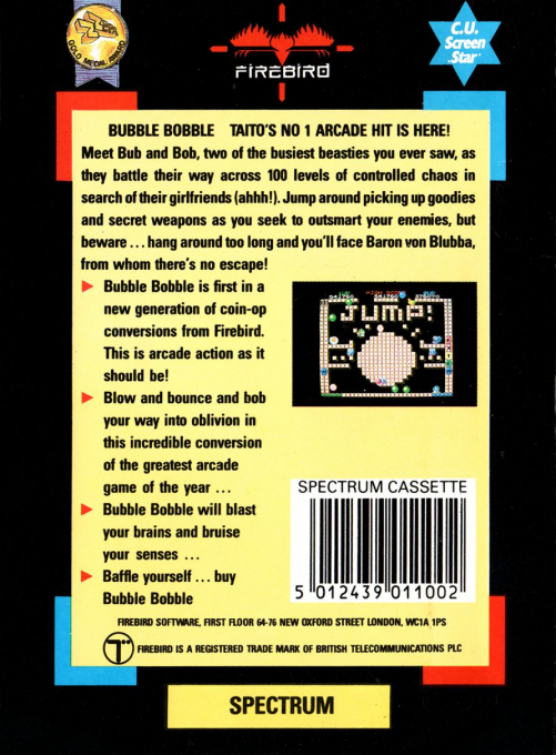 Bubble Bobble — box-2D-back (EU)