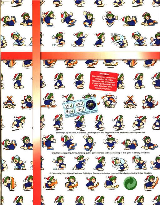 Holiday Lemmings 1994 — box-2D-back (WOR)