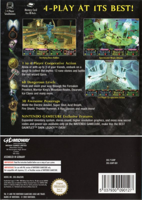 Gauntlet - Dark Legacy — box-2D-back (EU)