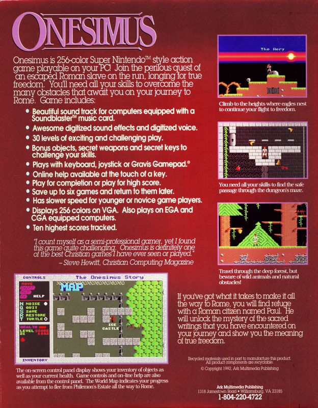 Onesimus - A Quest For Freedom — box-2D-back (US)