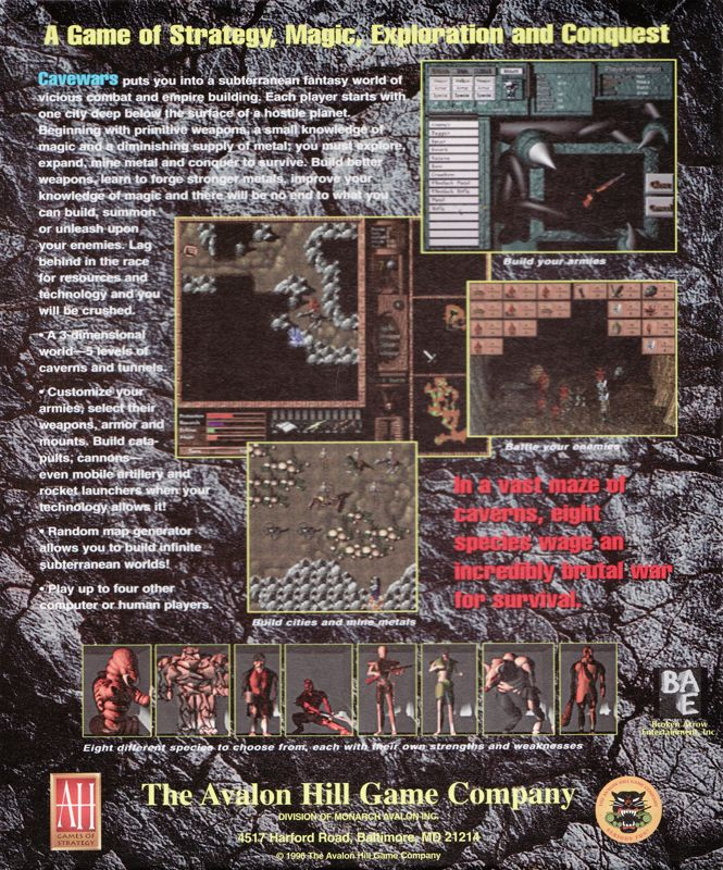 Cavewars — box-2D-back (US)