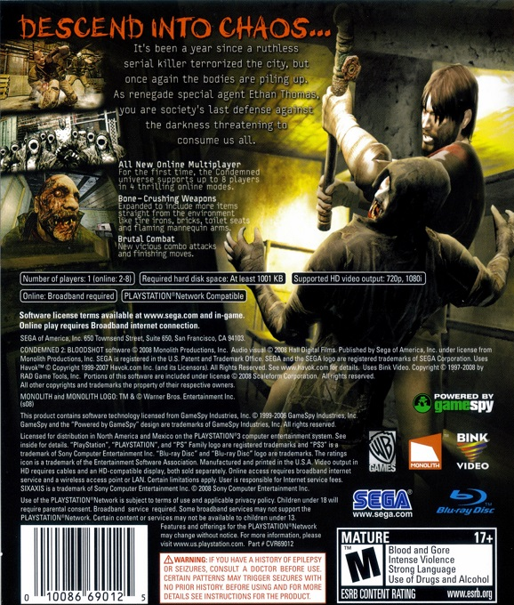 Condemned 2 - Bloodshot — box-2D-back (US)
