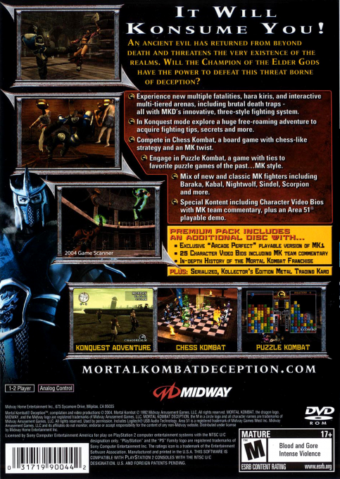 Mortal Kombat - Deception - Premium Pack — box-2D-back (US)