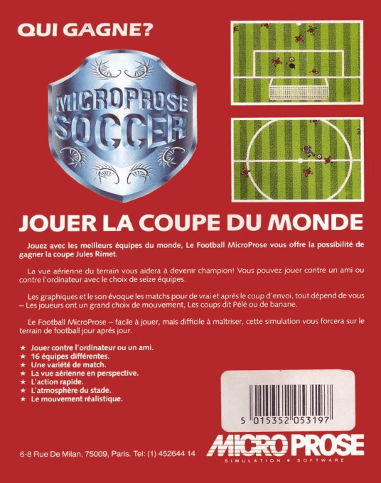 Microprose Soccer — box-2D-back (FR)