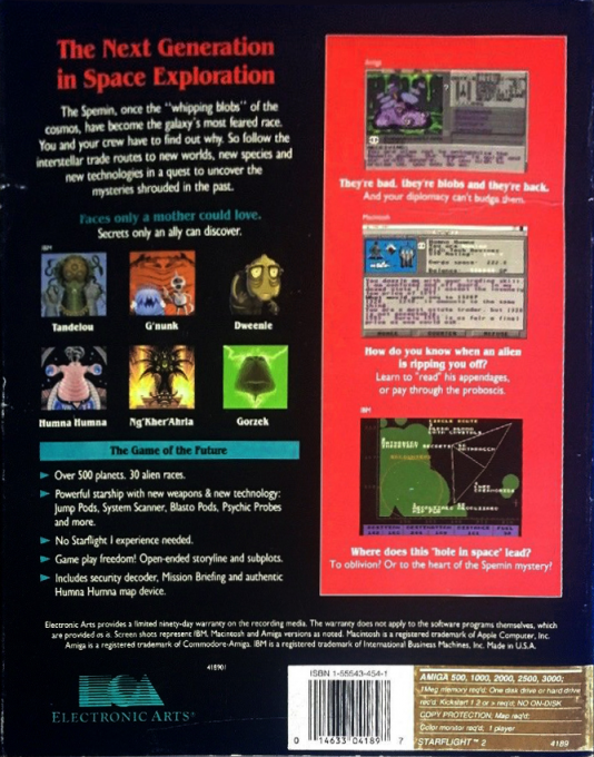 StarFlight II — box-2D-back (US)