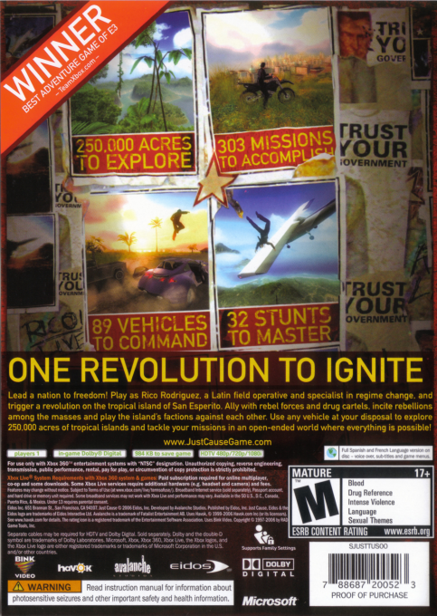 Just Cause - Viva Revolution — box-2D-back (US)
