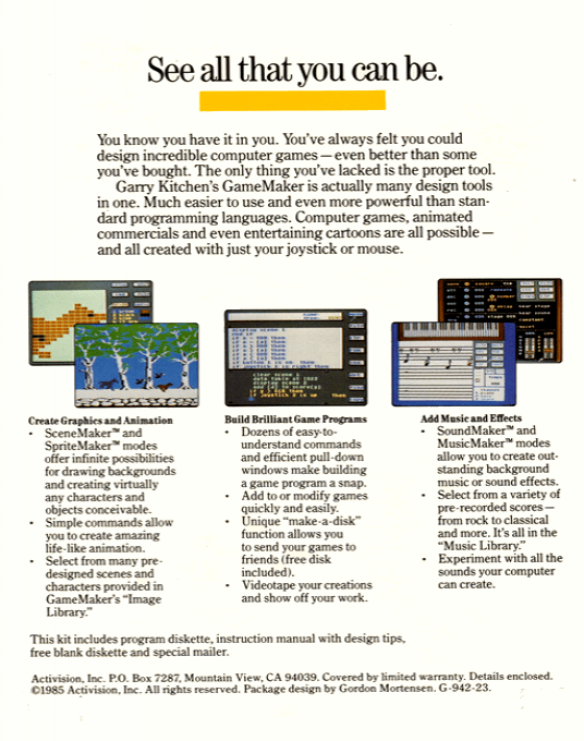 Garry Kitchen's Gamemaker — box-2D-back (EU)
