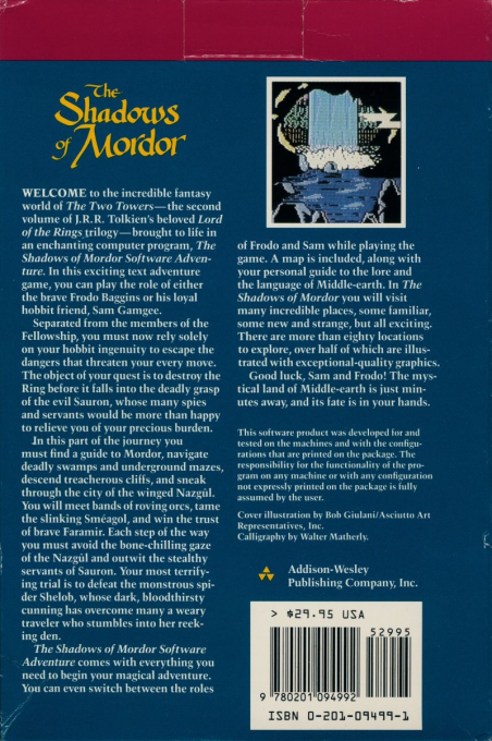 Shadows Of Mordor, The — box-2D-back (US)