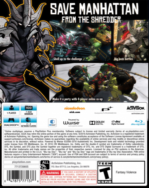 Teenage Mutant Ninja Turtles - Mutants in Manhattan — box-2D-back (US)