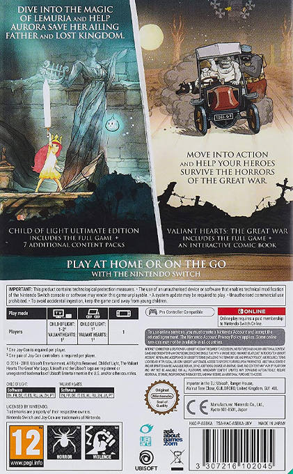Child of Light - Ultimate Edition/Valiant Hearts - The Great War Double Pack — box-2D-back (EU)