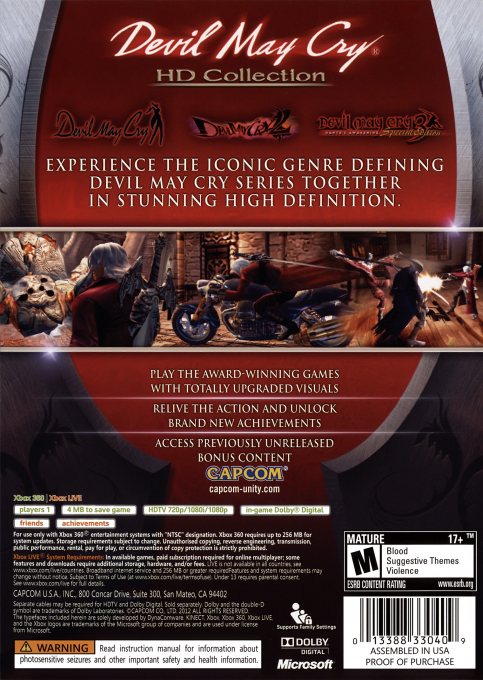 Devil May Cry - HD Collection — box-2D-back (US)