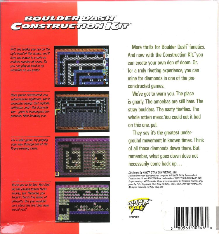 Boulder Dash Construction Kit — box-2D-back (US)