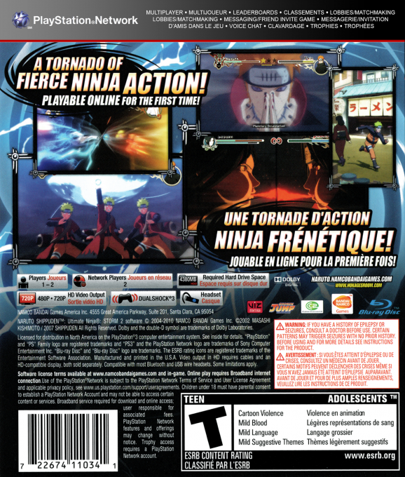 Naruto Shippuden - Ultimate Ninja Storm 2 — box-2D-back (CA)