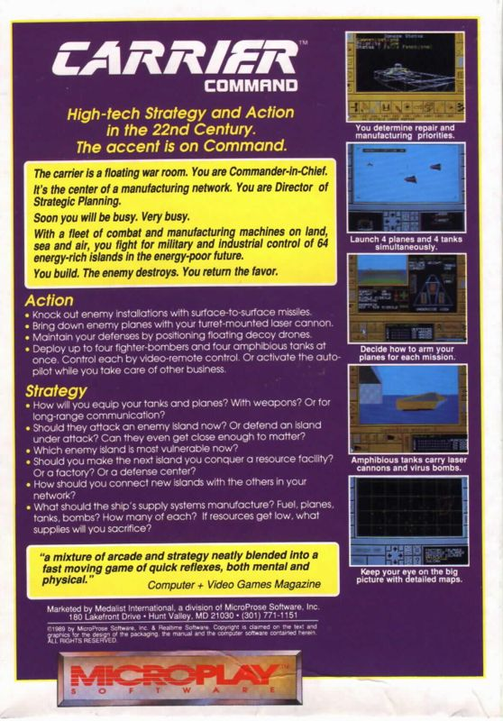 Carrier Command — box-2D-back (US)