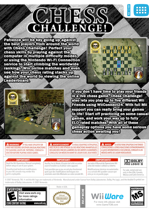 Chess Challenge! — box-2D-back (US)