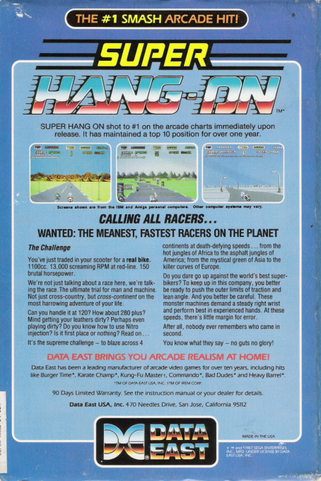 Super Hang-on — box-2D-back (US)