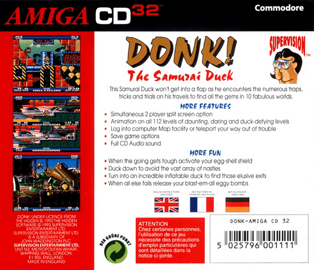 Donk! The Samurai Duck! — box-2D-back (WOR)