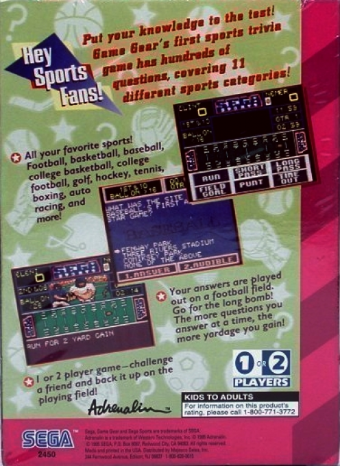 Sports Trivia - Championship Edition — box-2D-back (US)