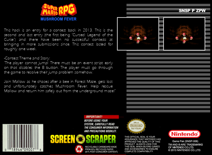 Super Mario RPG : Mushroom Fever — box-2D-back (SS)