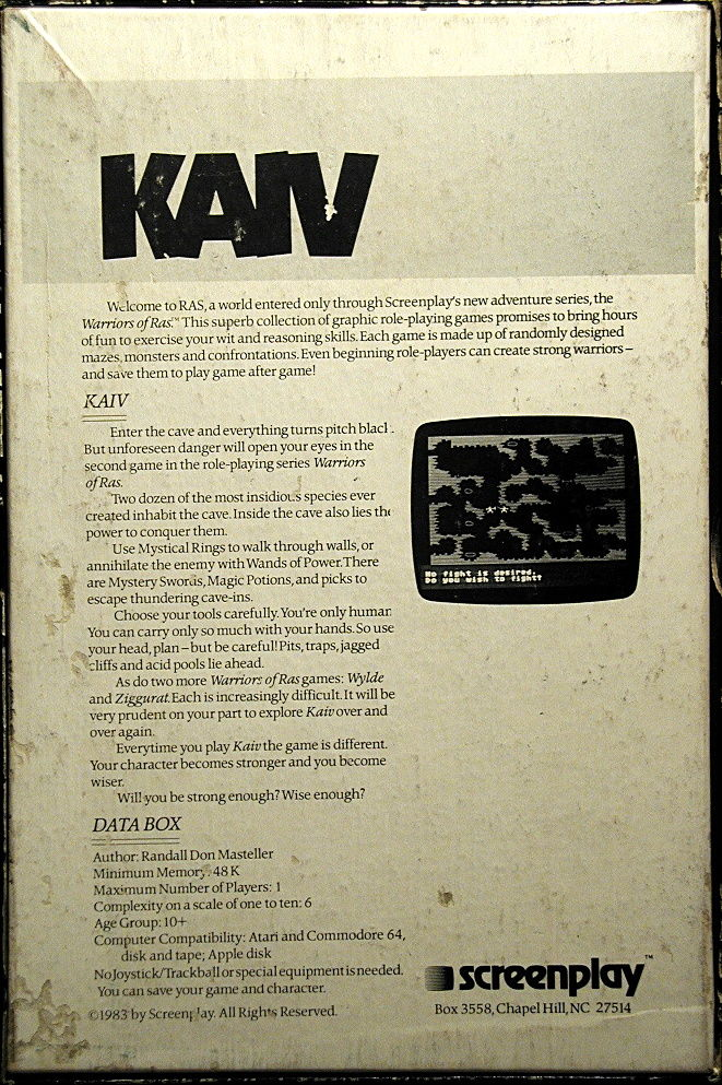 Warrior of Ras Vol.II : Kaiv — box-2D-back (US)