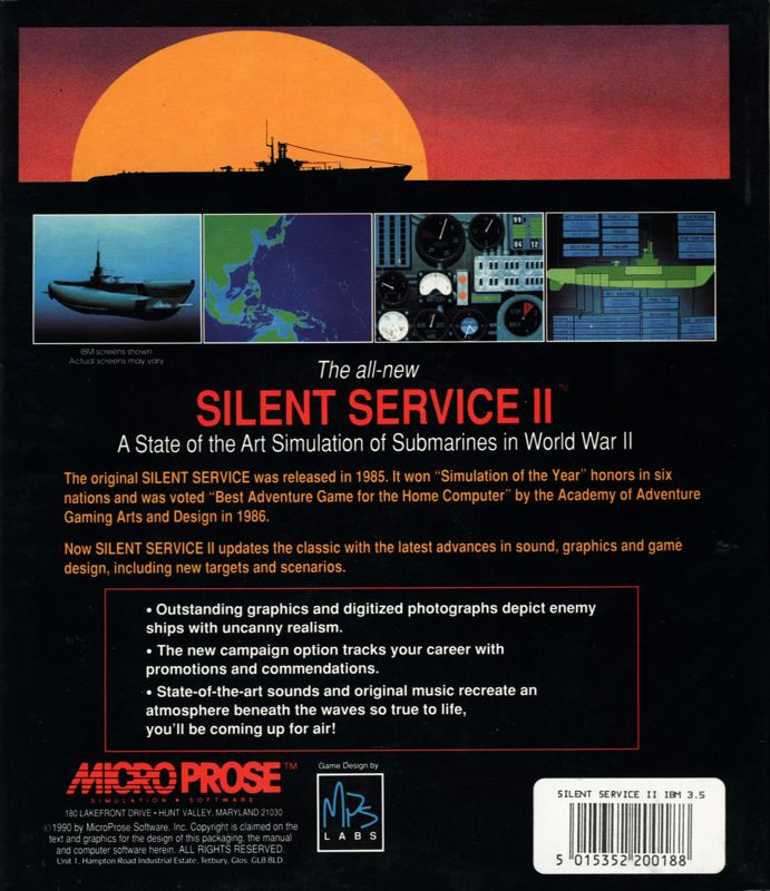 Silent Service 2 — box-2D-back (EU)
