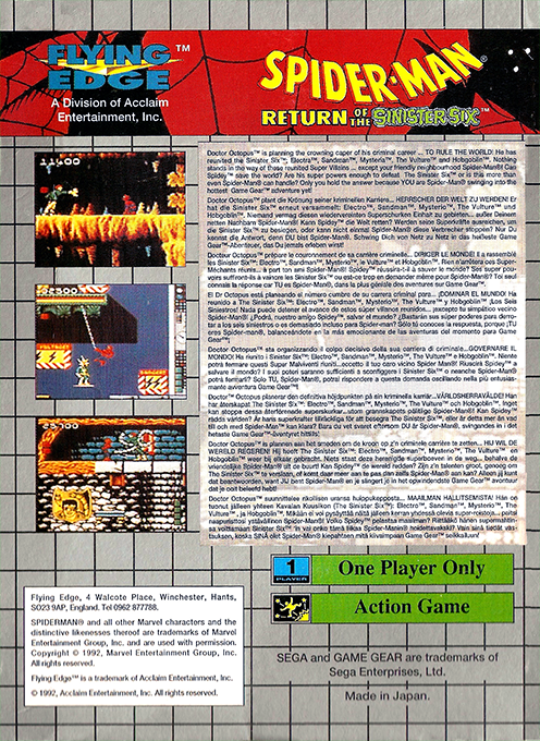 Spider-man - Return Of The Sinister Six — box-2D-back (EU)