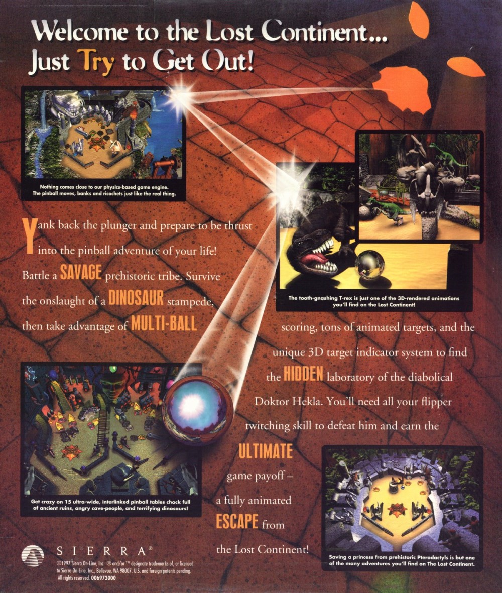 3-D Ultra Pinball: The Lost Continent — box-2D-back (US)