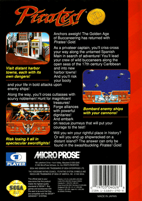 Pirates! Gold — box-2D-back (US)