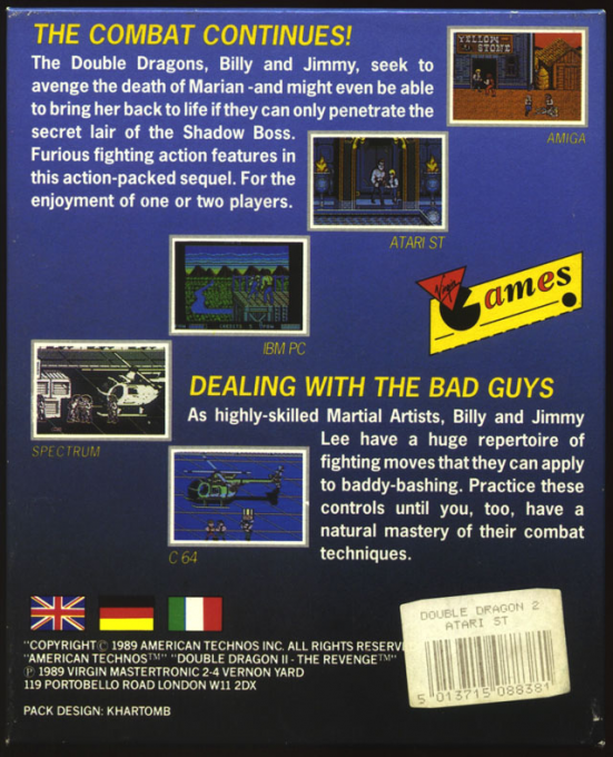 Double Dragon 2 - The Revenge — box-2D-back (EU)