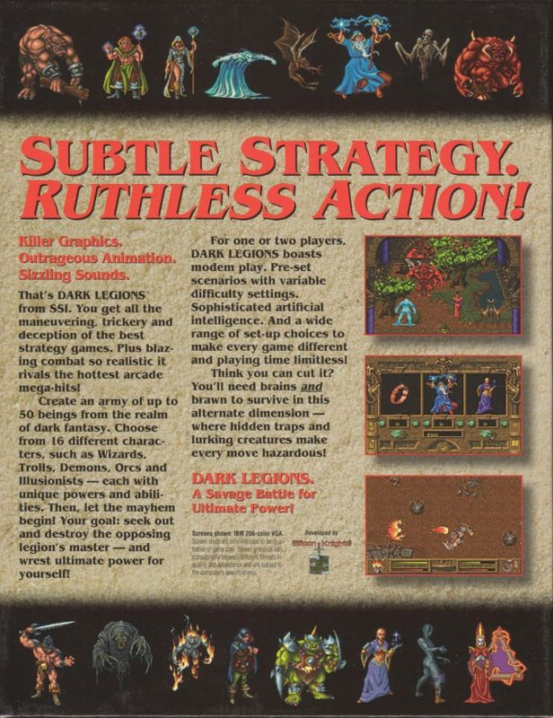 Dark Legions — box-2D-back (US)