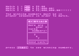 California Lottery — ss (WOR)
