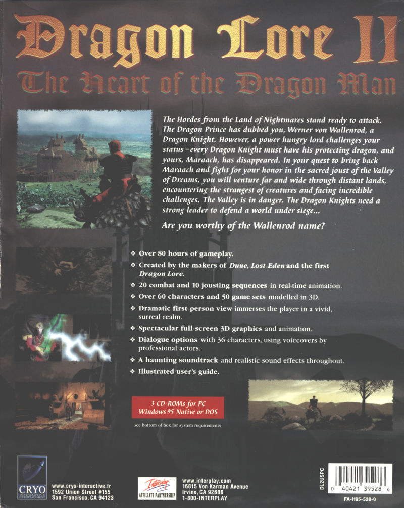 Dragon Lore II: The Heart of the Dragon Man — box-2D-back (US)