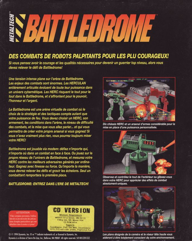 Metaltech - Battledrome — box-2D-back (FR)