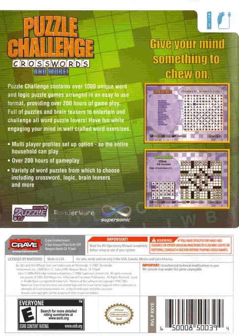 Puzzle Challenge Crosswords — box-2D-back (US)