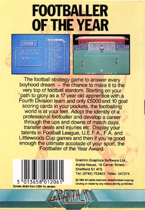 Footballer Of The Year — box-2D-back (EU)