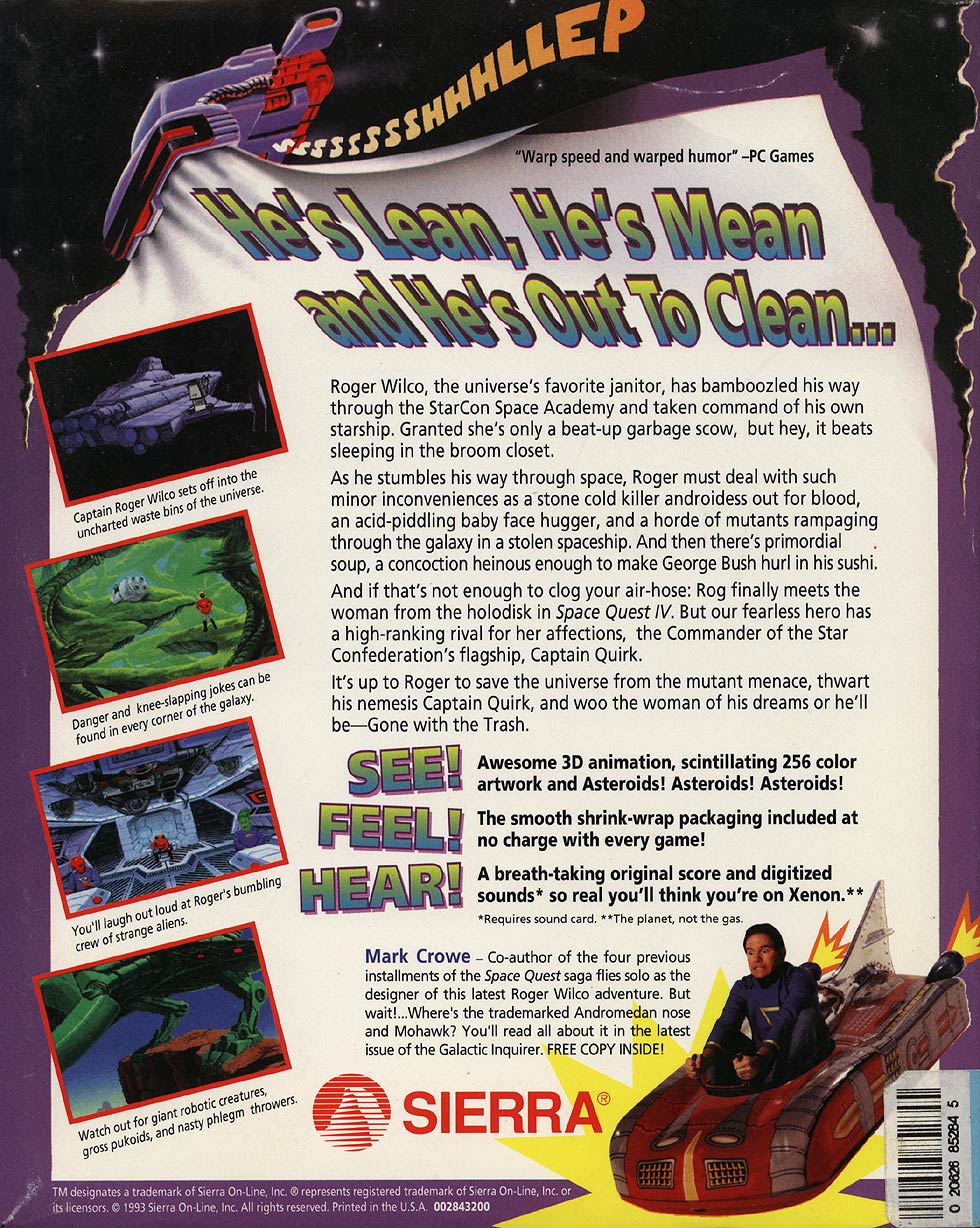 Space Quest V: Roger Wilco The Next Mutation — box-2D-back (WOR)