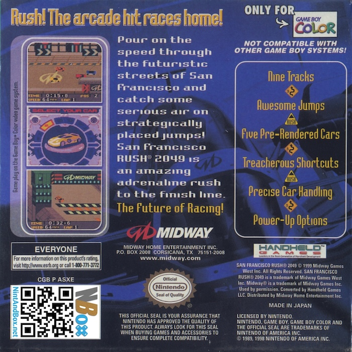 San Francisco Rush 2049 — box-2D-back (US)