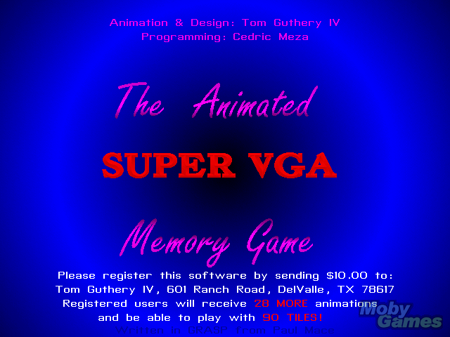The Animated SVGA Memory Game box art