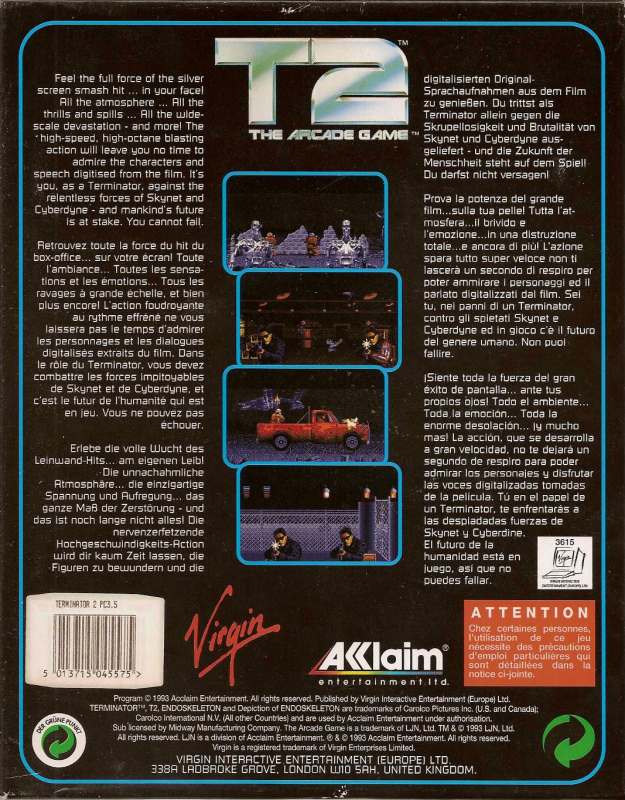 T2 - The Arcade Game — box-2D-back (EU)