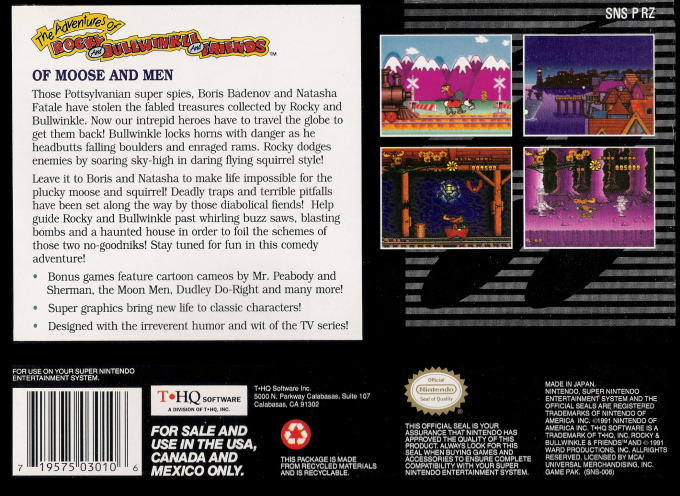 Adventures Of Rocky And Bullwinkle And Friends, The — box-2D-back (US)