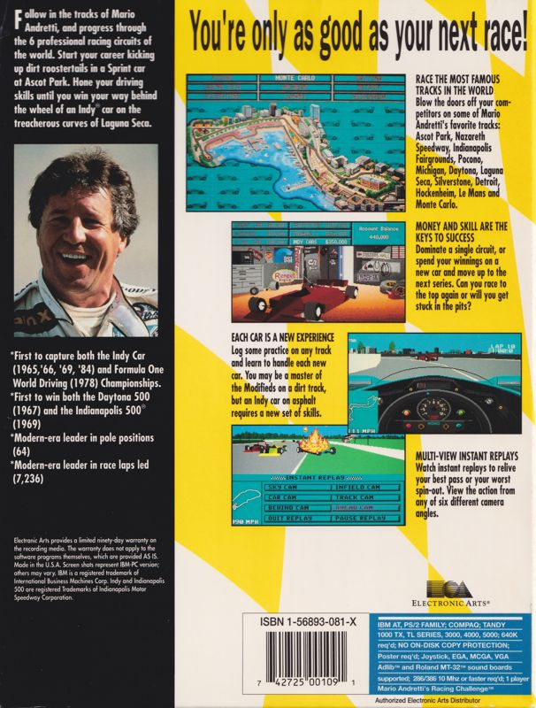 Mario Andretti's Racing Challenge — box-2D-back (US)