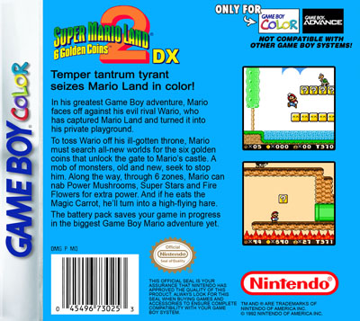 Super Mario Land 2 : 6 Golden Coins DX — box-2D-back (WOR)