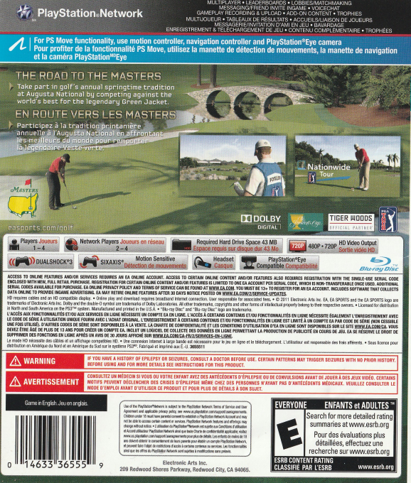 Tiger Woods PGA Tour 12 - The Masters — box-2D-back (CA)