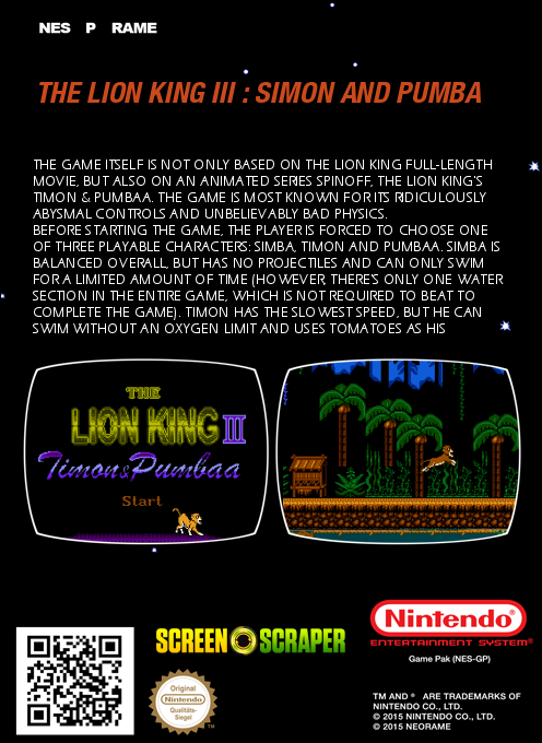 The Lion King III: Timon & Pumbaa — box-2D-back (SS)